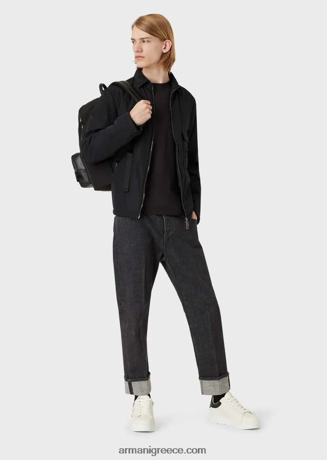 άνδρες Armani μπλούζα από μετάξι/βαμβάκι 4046R61738 μαύρος