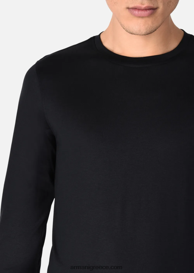 άνδρες Armani μπλούζα από μετάξι/βαμβάκι 4046R61738 μαύρος