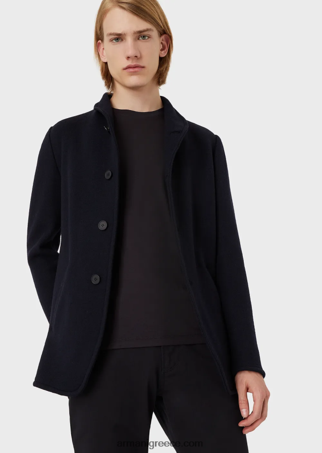 άνδρες Armani μπλούζα από μετάξι/βαμβάκι 4046R61739 μεσάνυχτα μπλε