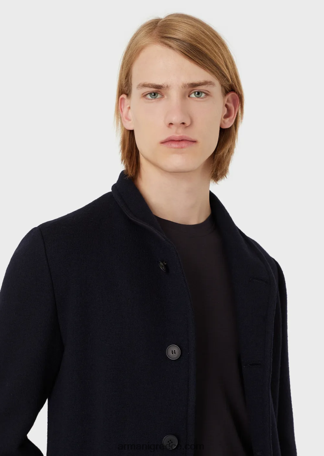 άνδρες Armani μπλούζα από μετάξι/βαμβάκι 4046R61739 μεσάνυχτα μπλε