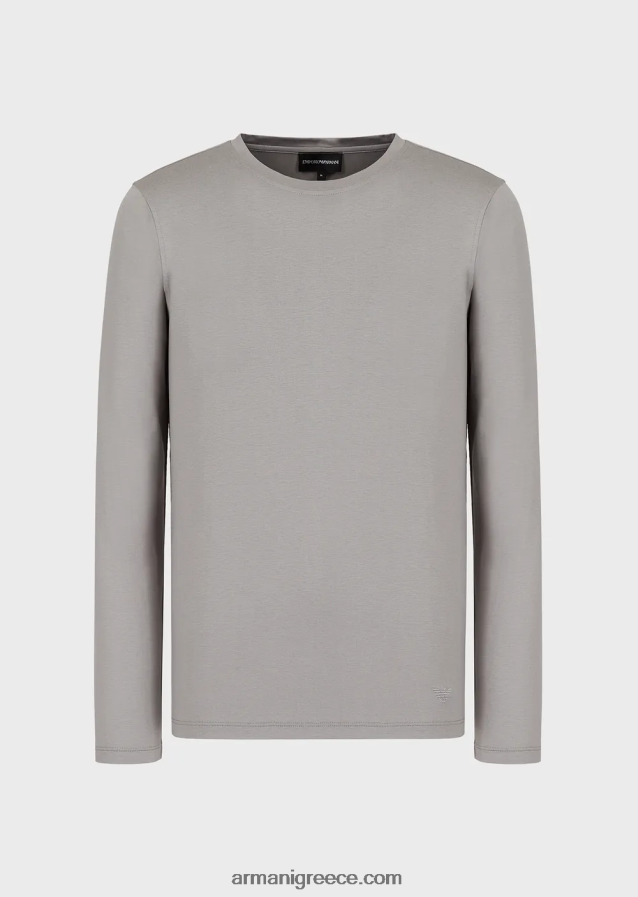 άνδρες Armani μπλούζα από μετάξι/βαμβάκι 4046R61740 γκρί