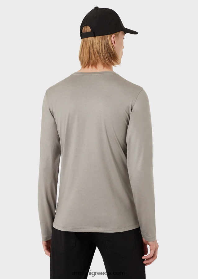 άνδρες Armani μπλούζα από μετάξι/βαμβάκι 4046R61740 γκρί