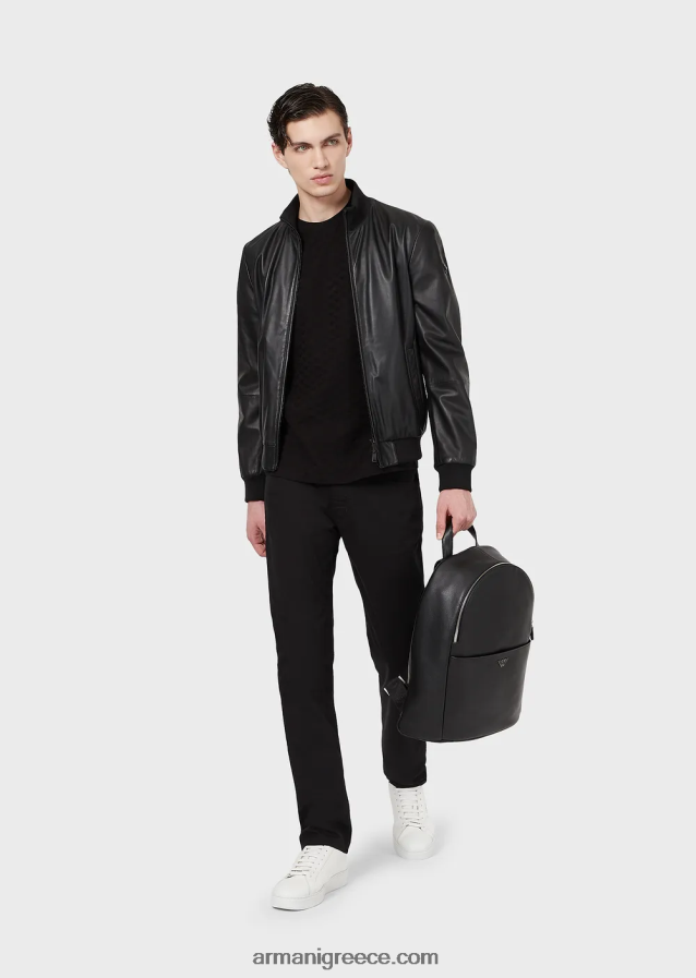 άνδρες Armani τζέρσεϊ μπλουζάκι μάρκας με ζακάρ αετό 4046R61741 μαύρος