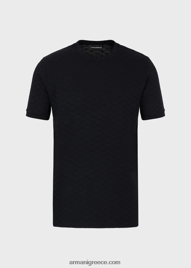 άνδρες Armani τζέρσεϊ μπλουζάκι μάρκας με ζακάρ αετό 4046R61742 ναυτικό μπλε