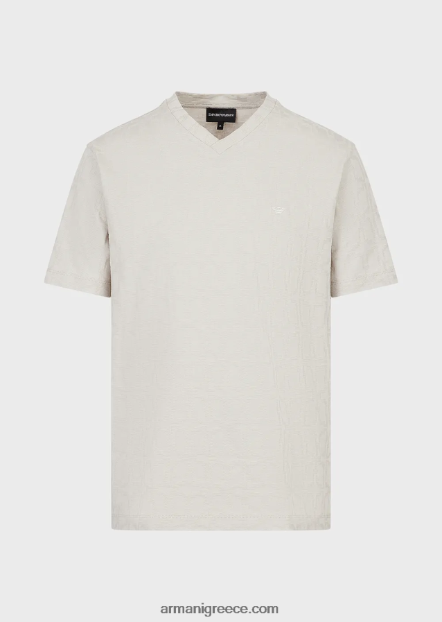 άνδρες Armani μπλουζάκι με λαιμόκοψη με μικρο-αρμογή 4046R61744 πάγος