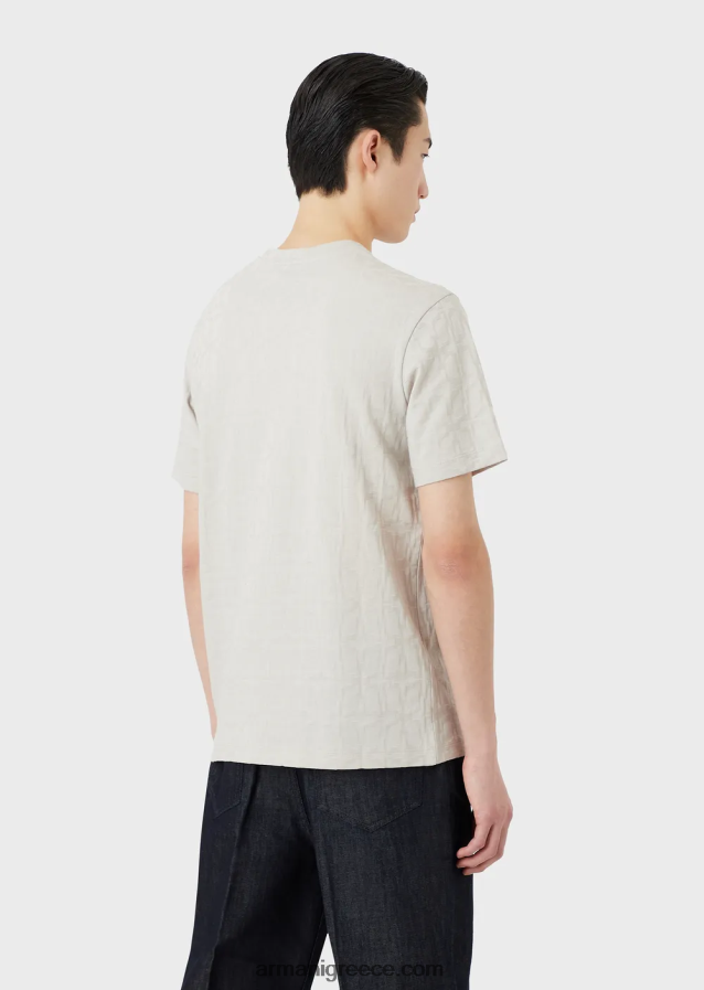 άνδρες Armani μπλουζάκι με λαιμόκοψη με μικρο-αρμογή 4046R61744 πάγος