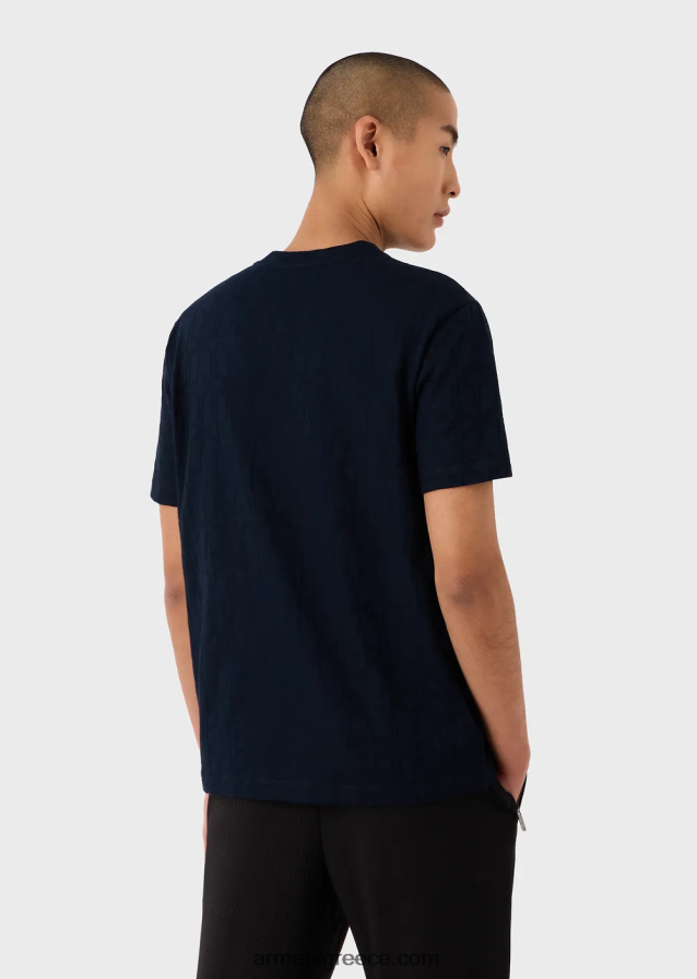 άνδρες Armani μπλουζάκι με λαιμόκοψη με μικρο-αρμογή 4046R61745 ναυτικό μπλε