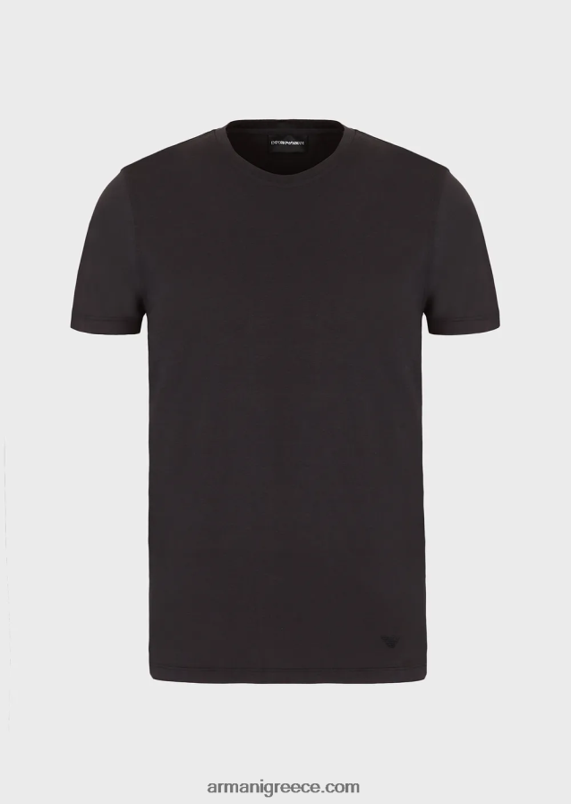 άνδρες Armani T-shirt από μετάξι/βαμβάκι 4046R61735 μαύρος