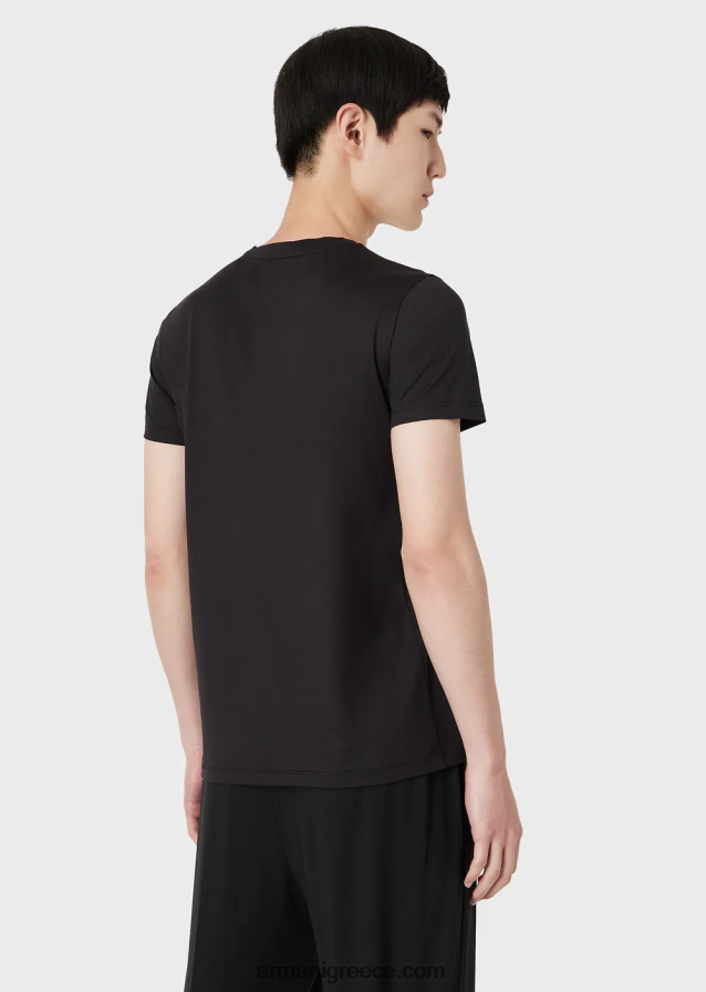 άνδρες Armani T-shirt από μετάξι/βαμβάκι 4046R61735 μαύρος