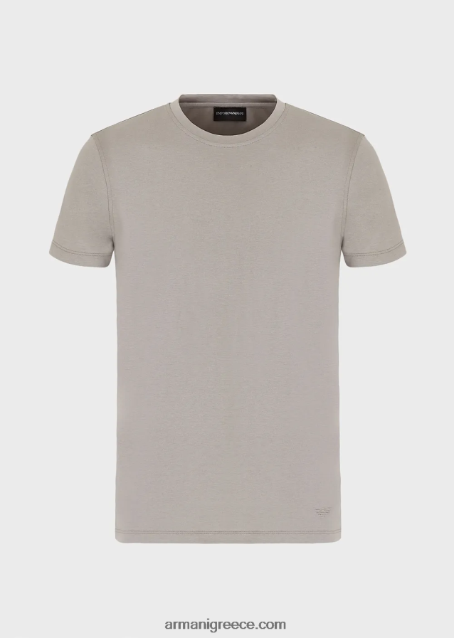 άνδρες Armani T-shirt από μετάξι/βαμβάκι 4046R61736 τεφρόχρουν χρώμα