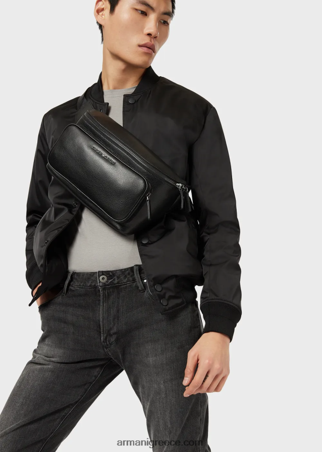 άνδρες Armani T-shirt από μετάξι/βαμβάκι 4046R61736 τεφρόχρουν χρώμα