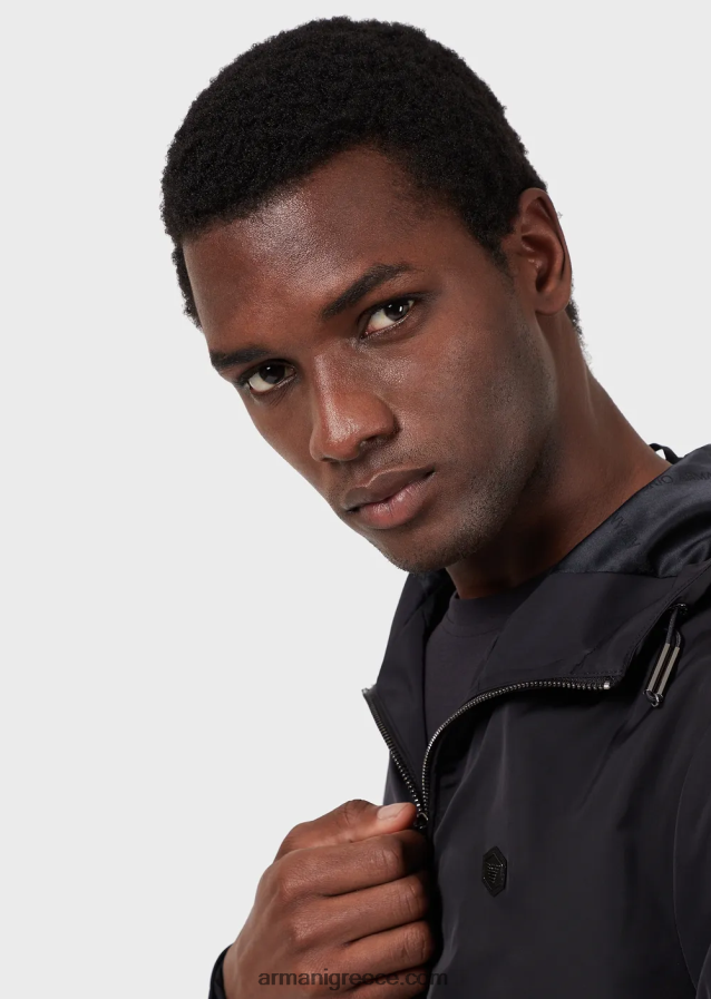 άνδρες Armani T-shirt από μετάξι/βαμβάκι 4046R61737 μεσάνυχτα μπλε