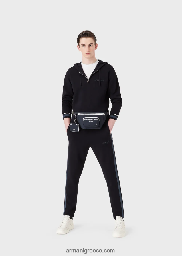 άνδρες Armani T-shirt από μείγμα tencel-jersey με γράμματα micro logo 4046R61729 άσπρο