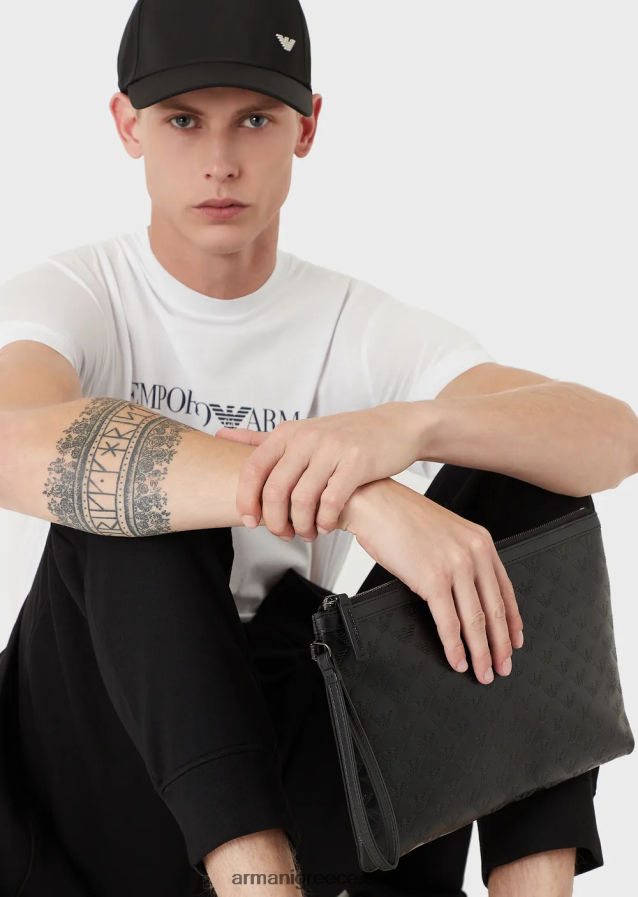 άνδρες Armani Μπλουζάκι pima jersey με τύπωμα λογότυπου 4046R61703 άσπρο