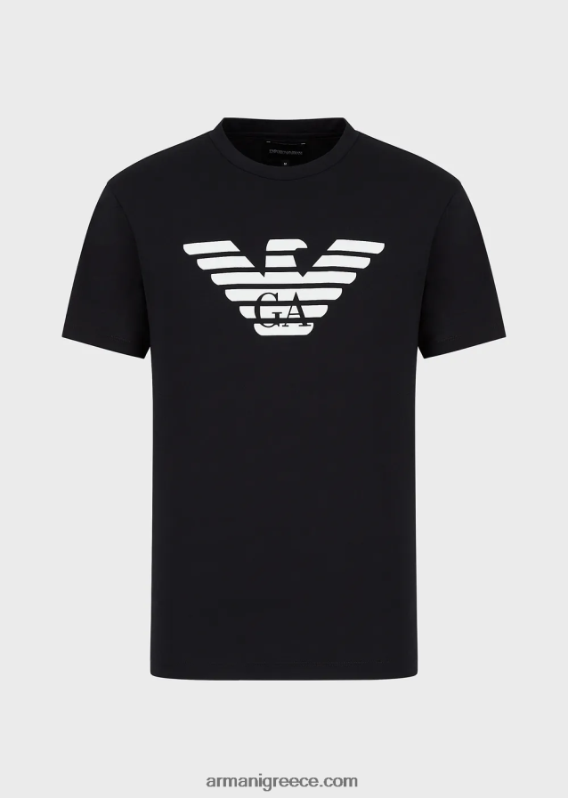 άνδρες Armani Μπλουζάκι pima jersey με τύπωμα λογότυπου 4046R61707 ναυτικό μπλε