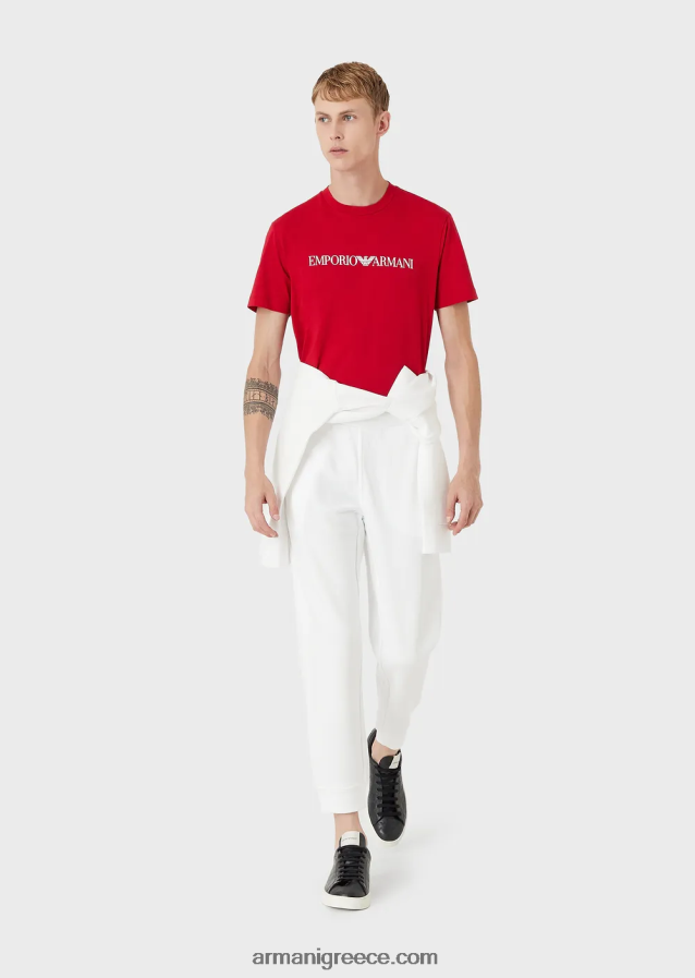 άνδρες Armani Μπλουζάκι pima jersey με τύπωμα λογότυπου 4046R61707 ναυτικό μπλε