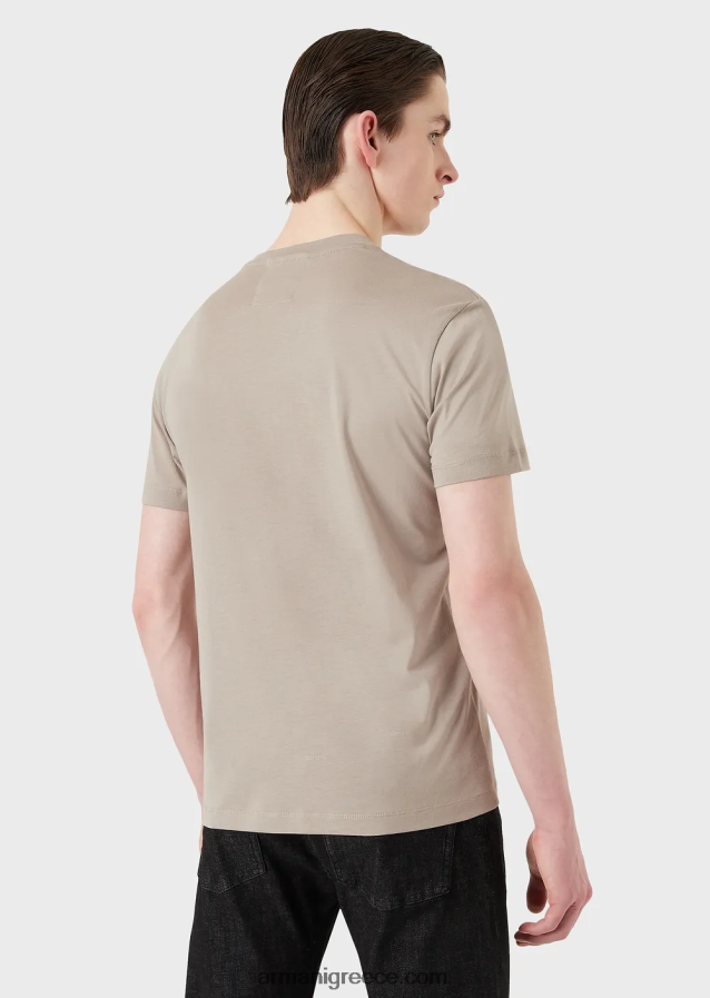 άνδρες Armani Μπλουζάκι pima jersey με τύπωμα λογότυπου 4046R61717 πράσινο λογότυπο