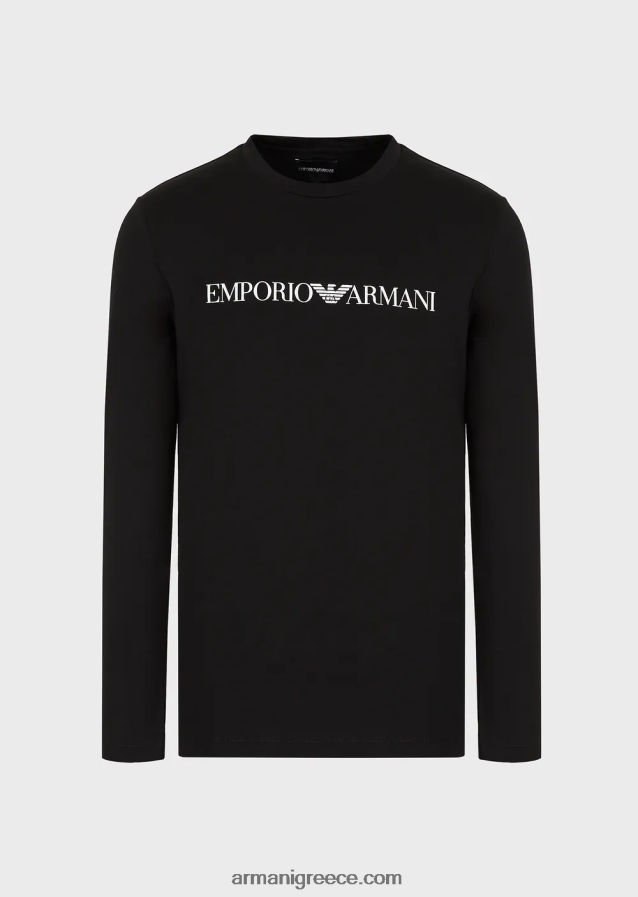 άνδρες Armani τζάμπερ pima-jersey με λογότυπο 4046R61719 μαύρο λογότυπο