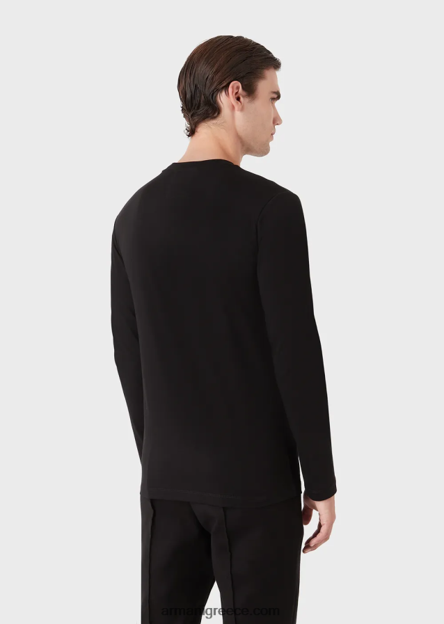 άνδρες Armani τζάμπερ pima-jersey με λογότυπο 4046R61719 μαύρο λογότυπο