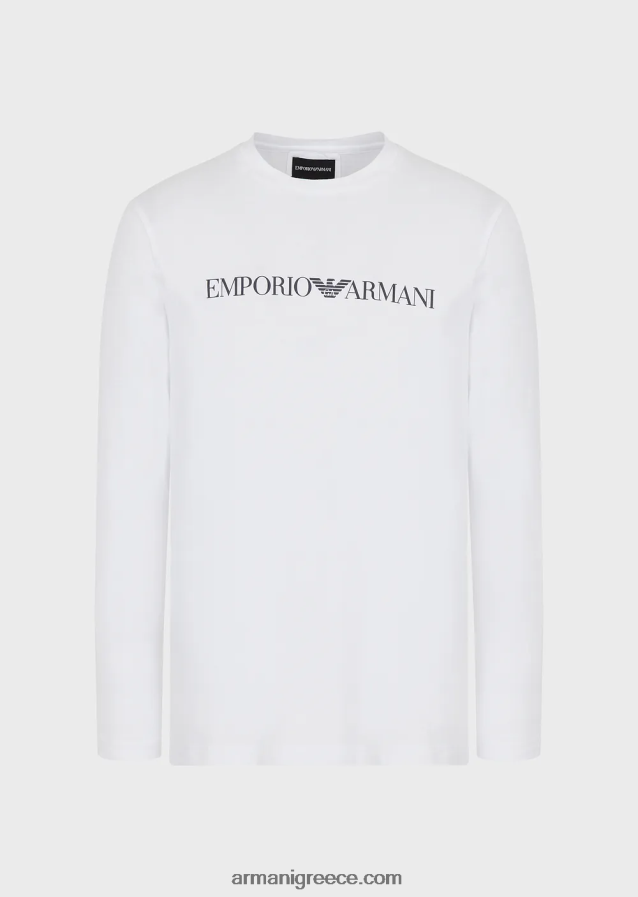 άνδρες Armani τζάμπερ pima-jersey με λογότυπο 4046R61721 λευκό λογότυπο