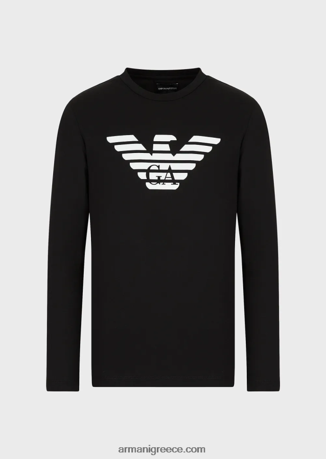 άνδρες Armani τζάμπερ pima-jersey με λογότυπο 4046R61722 μαύρος