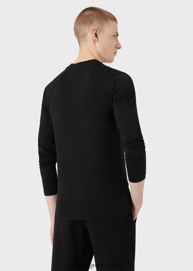 άνδρες Armani τζάμπερ pima-jersey με λογότυπο 4046R61722 μαύρος