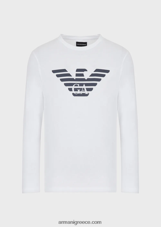 άνδρες Armani τζάμπερ pima-jersey με λογότυπο 4046R61723 άσπρο