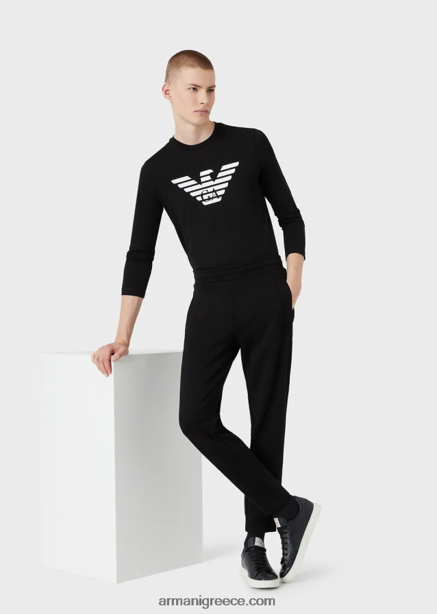 άνδρες Armani τζάμπερ pima-jersey με λογότυπο 4046R61723 άσπρο