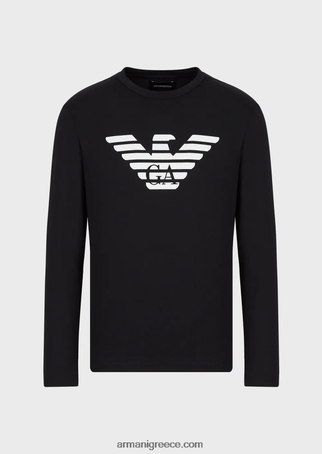 άνδρες Armani τζάμπερ pima-jersey με λογότυπο 4046R61724 ναυτικό μπλε