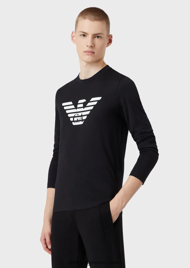 άνδρες Armani τζάμπερ pima-jersey με λογότυπο 4046R61724 ναυτικό μπλε