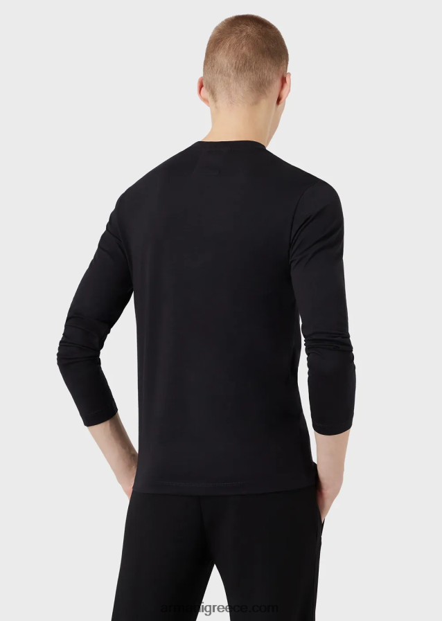 άνδρες Armani τζάμπερ pima-jersey με λογότυπο 4046R61724 ναυτικό μπλε