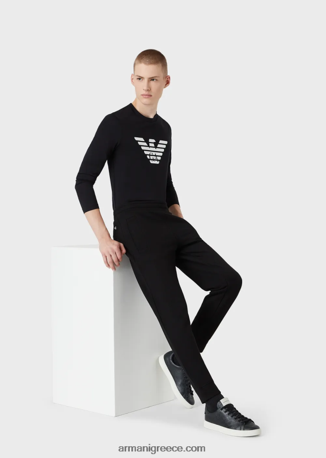 άνδρες Armani τζάμπερ pima-jersey με λογότυπο 4046R61724 ναυτικό μπλε