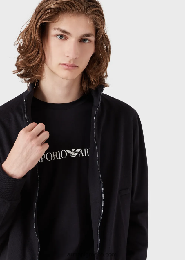 άνδρες Armani τζάμπερ pima-jersey με λογότυπο 4046R61724 ναυτικό μπλε