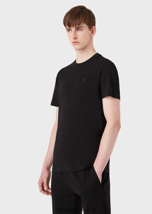 άνδρες Armani δύο πακέτα μπλουζάκια pima-jersey 4046R61746 μαύρος