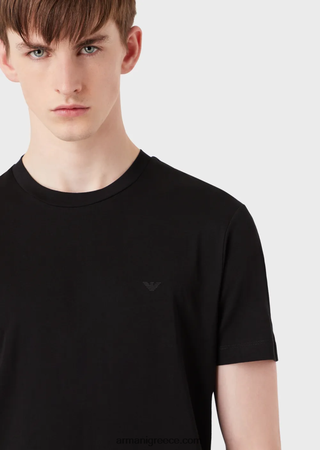 άνδρες Armani δύο πακέτα μπλουζάκια pima-jersey 4046R61746 μαύρος