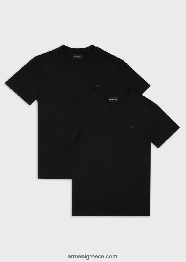 άνδρες Armani δύο πακέτα μπλουζάκια pima-jersey 4046R61746 μαύρος