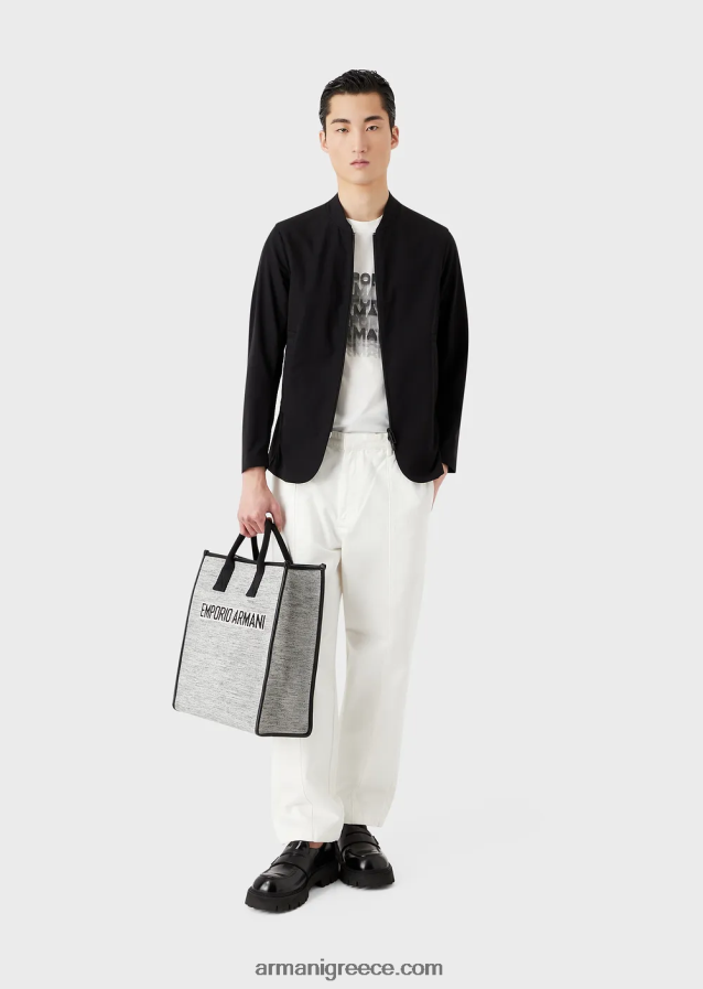 άνδρες Armani Μπλουζάκι pima jersey με στάμπα με λογότυπο 80s 4046R61645 άσπρο