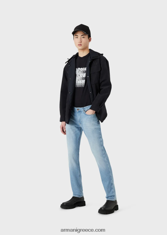 άνδρες Armani Μπλουζάκι pima jersey με στάμπα με λογότυπο 80s 4046R61647 ναυτικό μπλε