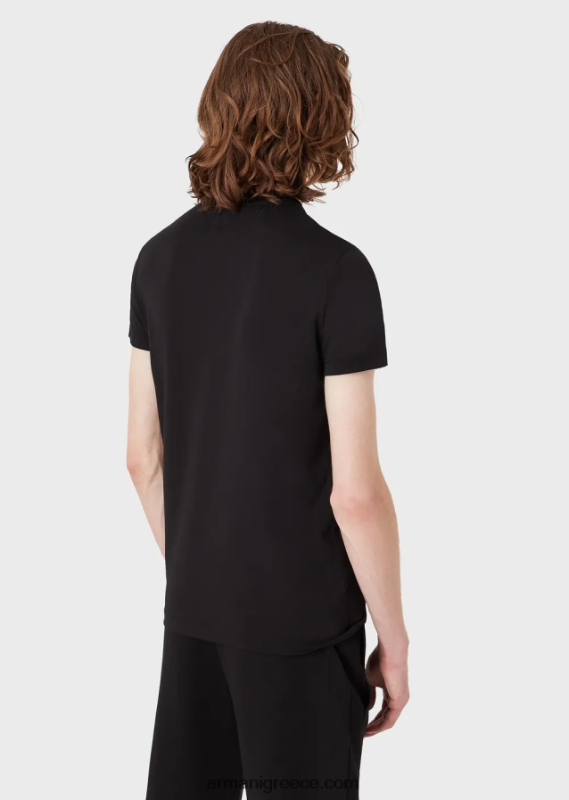 άνδρες Armani Μπλουζάκι supima jersey με μπάλωμα micro eagle 4046R61730 μαύρος