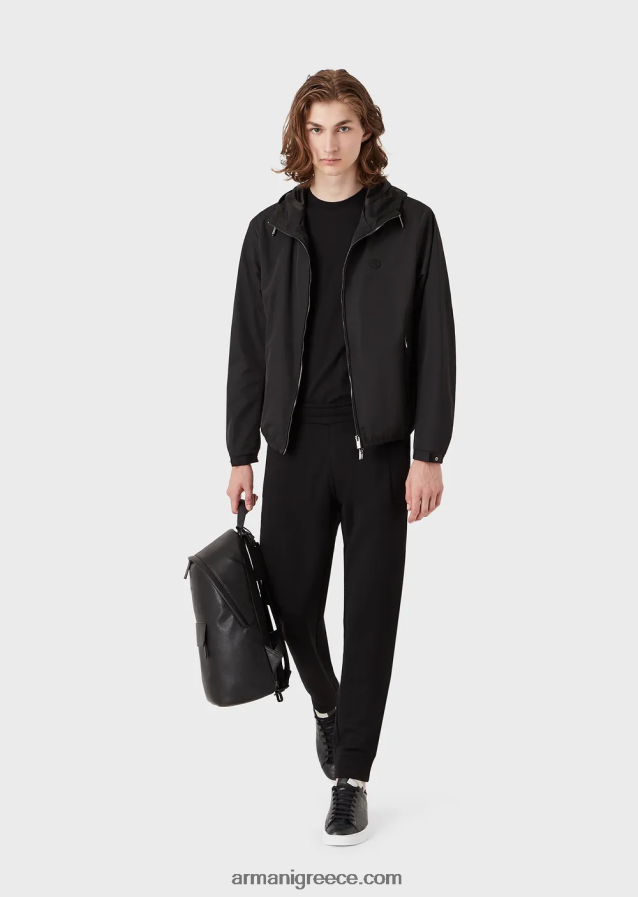 άνδρες Armani Μπλουζάκι supima jersey με μπάλωμα micro eagle 4046R61730 μαύρος