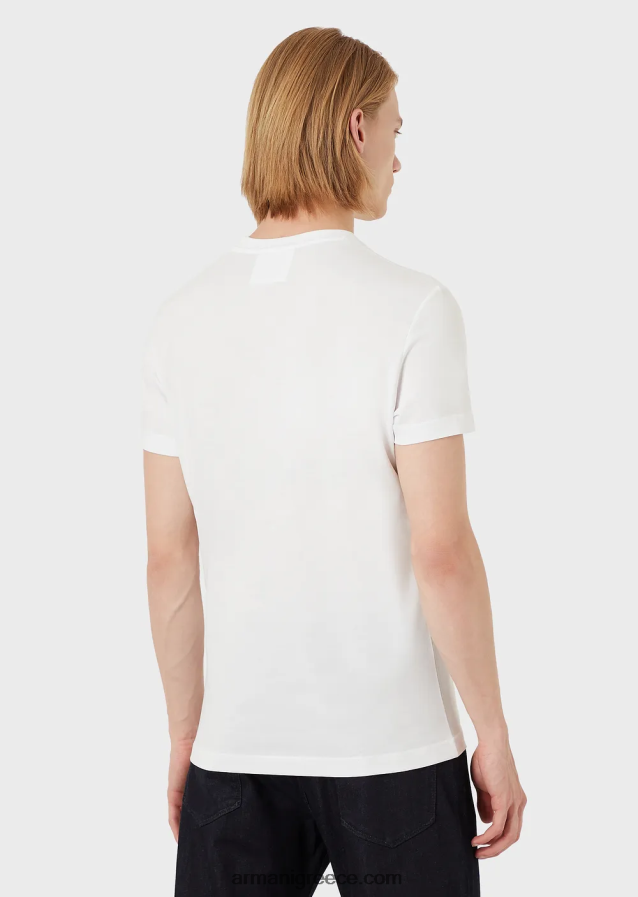 άνδρες Armani Μπλουζάκι supima jersey με μπάλωμα micro eagle 4046R61731 άσπρο