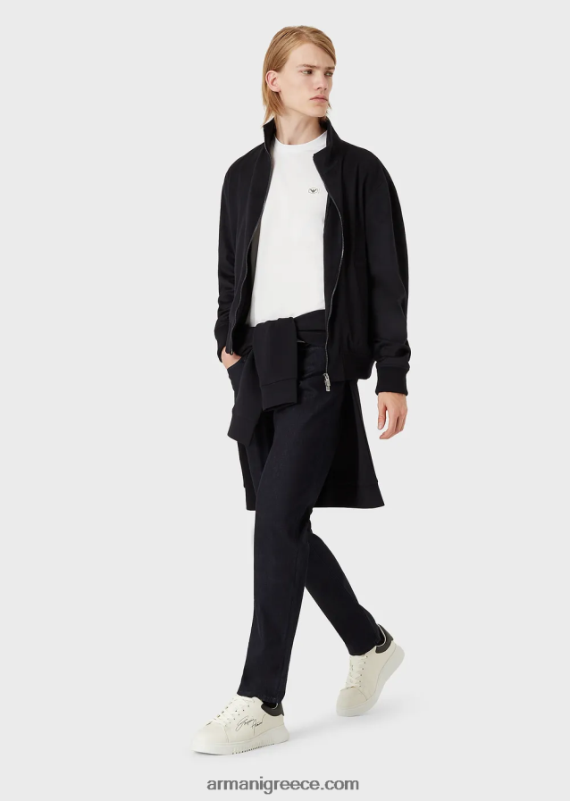 άνδρες Armani Μπλουζάκι supima jersey με μπάλωμα micro eagle 4046R61731 άσπρο