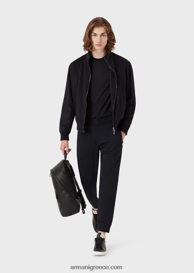 άνδρες Armani Μπλουζάκι supima jersey με μπάλωμα micro eagle 4046R61732 ναυτικό μπλε