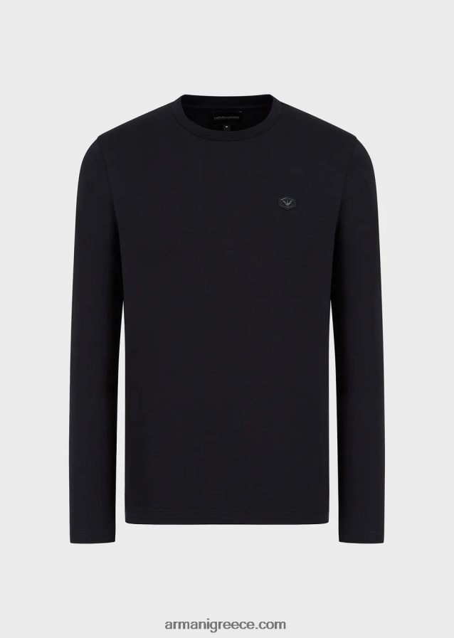 άνδρες Armani ελαστικό τζέρσεϊ supima με έμπλαστρο micro logo 4046R61749 ναυτικό μπλε