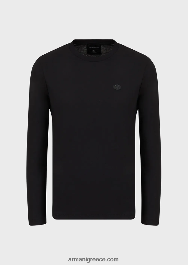 άνδρες Armani ελαστικό τζέρσεϊ supima με έμπλαστρο micro logo 4046R61750 μαύρος