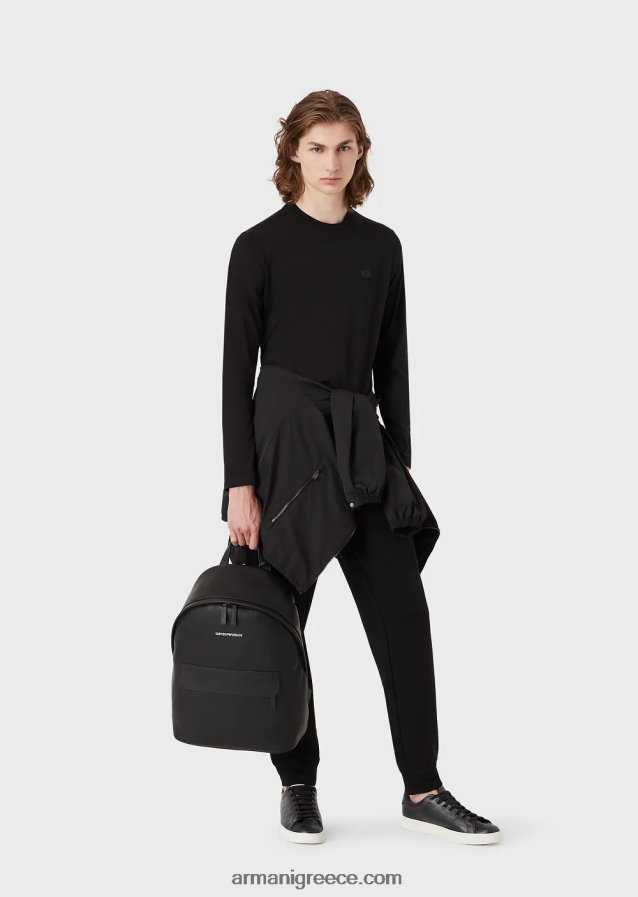 άνδρες Armani ελαστικό τζέρσεϊ supima με έμπλαστρο micro logo 4046R61750 μαύρος