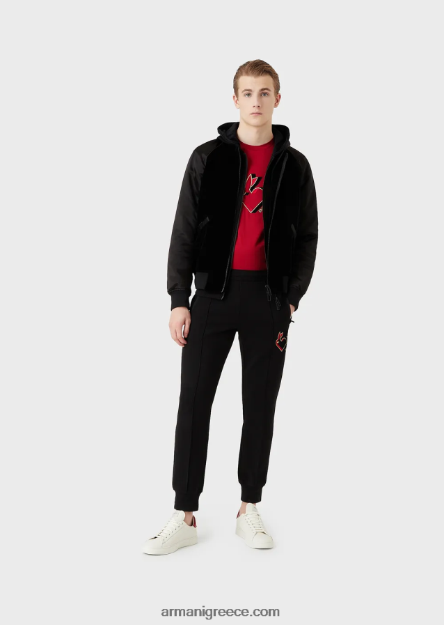 άνδρες Armani Μπλουζάκι ζέρσεϊ σε συνδυασμό tencel με κέντημα κουνελιού 4046R61657 το κόκκινο