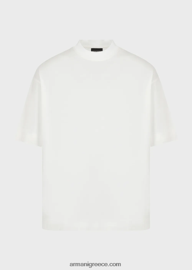 άνδρες Armani φαρδιά μπλουζάκι σε μπλουζάκι από μίξη tencel 4046R61662 άσπρο