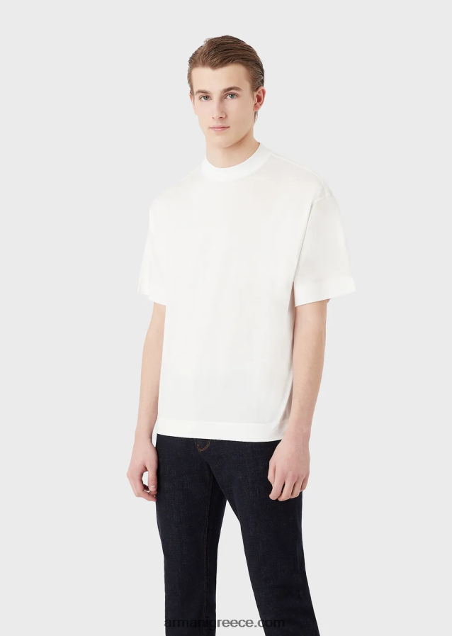 άνδρες Armani φαρδιά μπλουζάκι σε μπλουζάκι από μίξη tencel 4046R61662 άσπρο