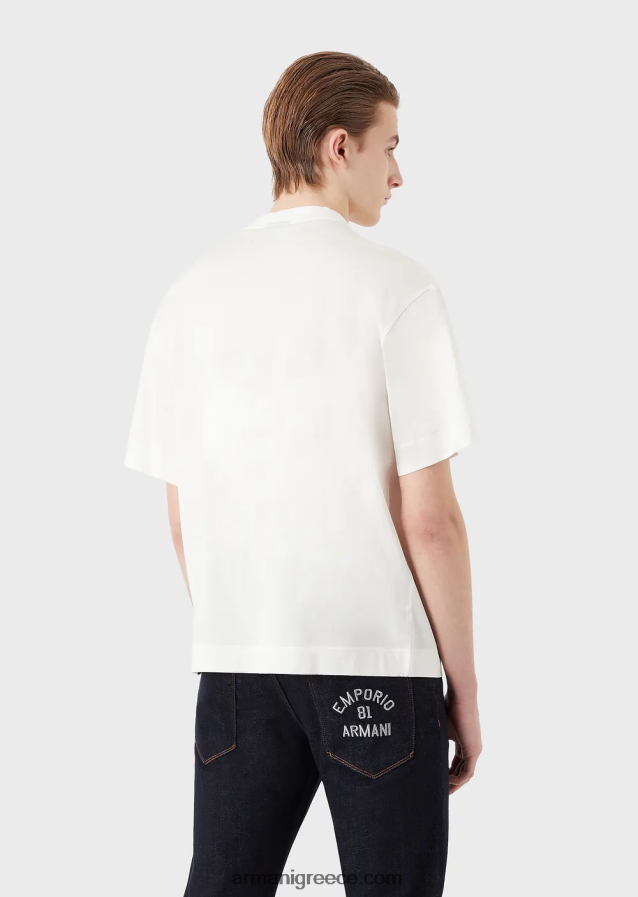 άνδρες Armani φαρδιά μπλουζάκι σε μπλουζάκι από μίξη tencel 4046R61662 άσπρο